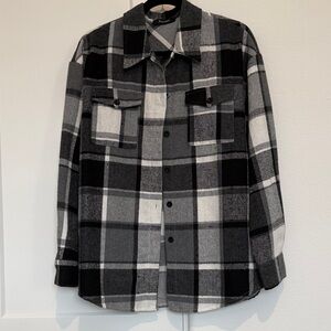 Automet Plaid Black and White Shirt Jacket